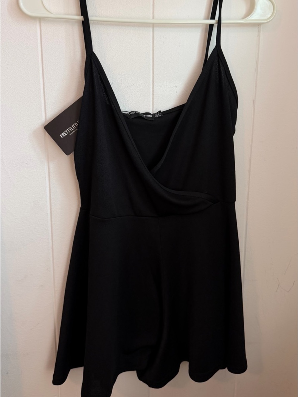 PrettyLittleThing Black V-Neck Spaghetti Strap Dress